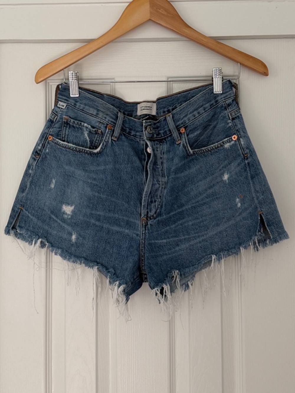 Citizens Of Humanity Distressed High-Rise Denim Cut Off Shorts